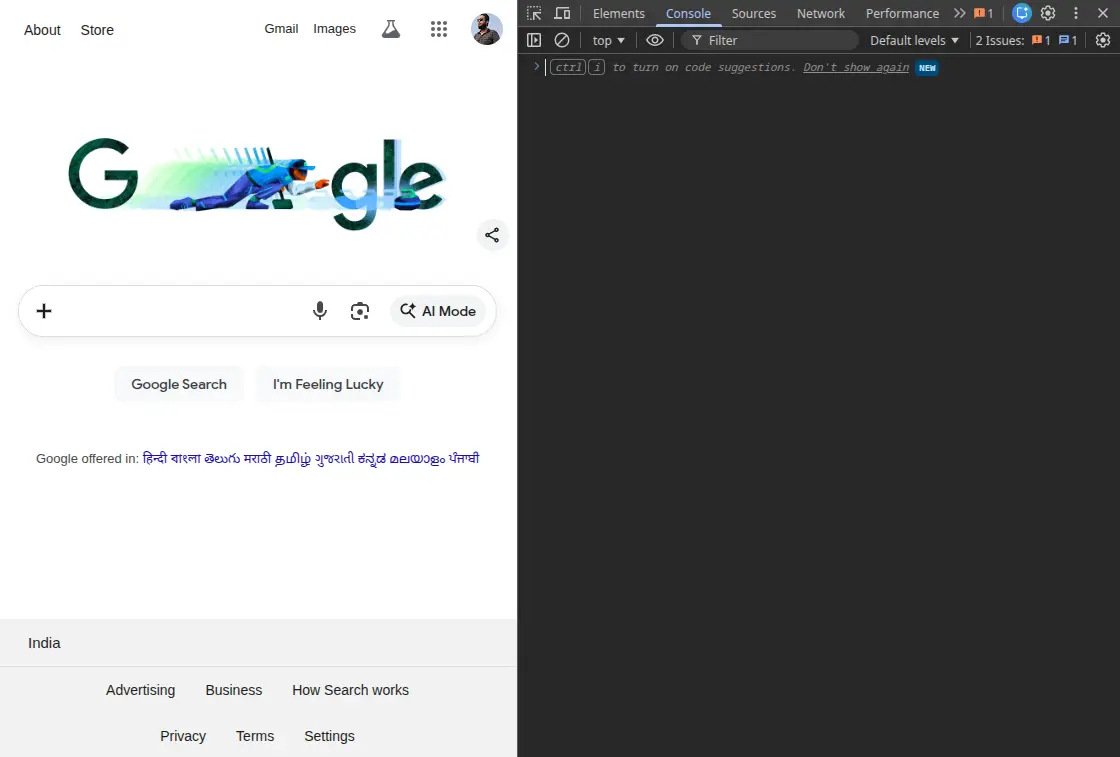 Chrome Developer Tools Console