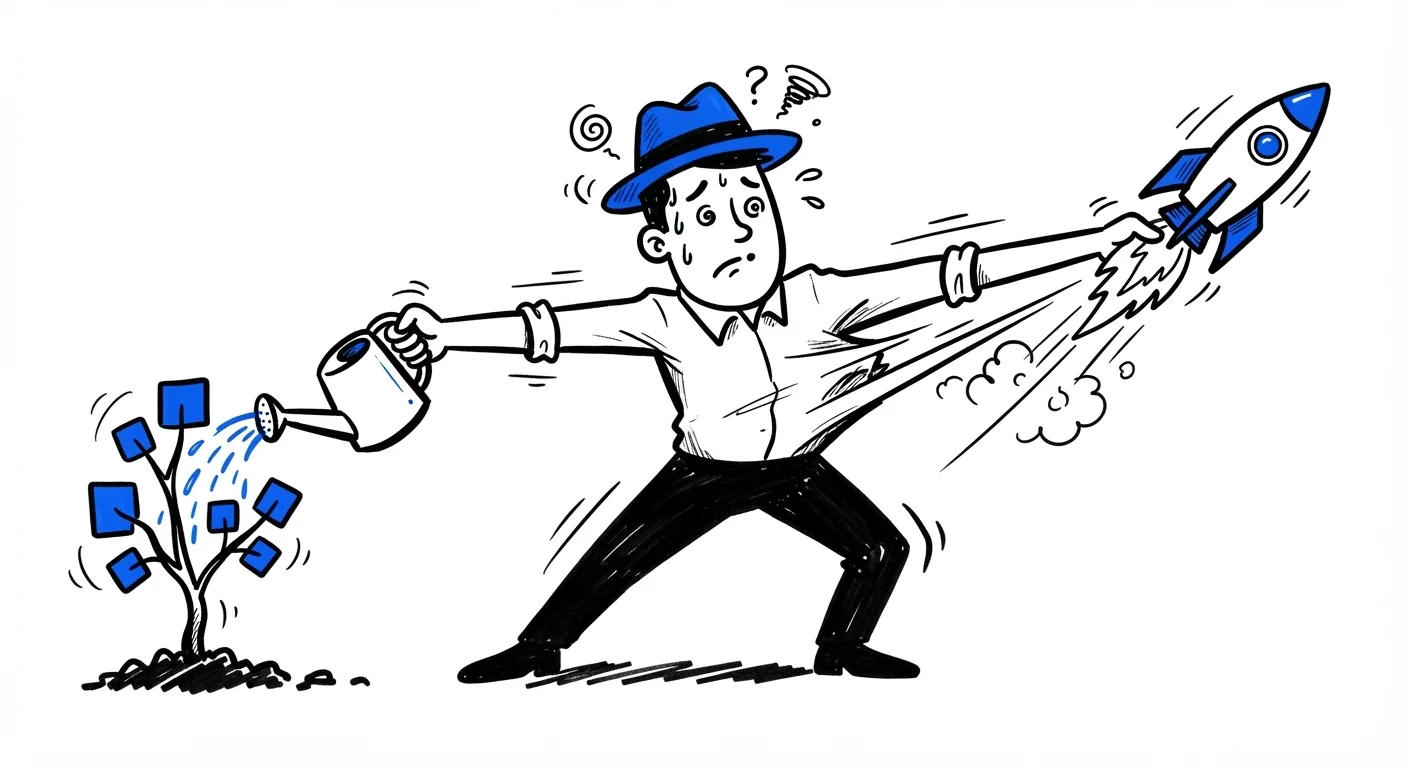 SEO and PPC juggler balancing informational and time-sensitive campaigns